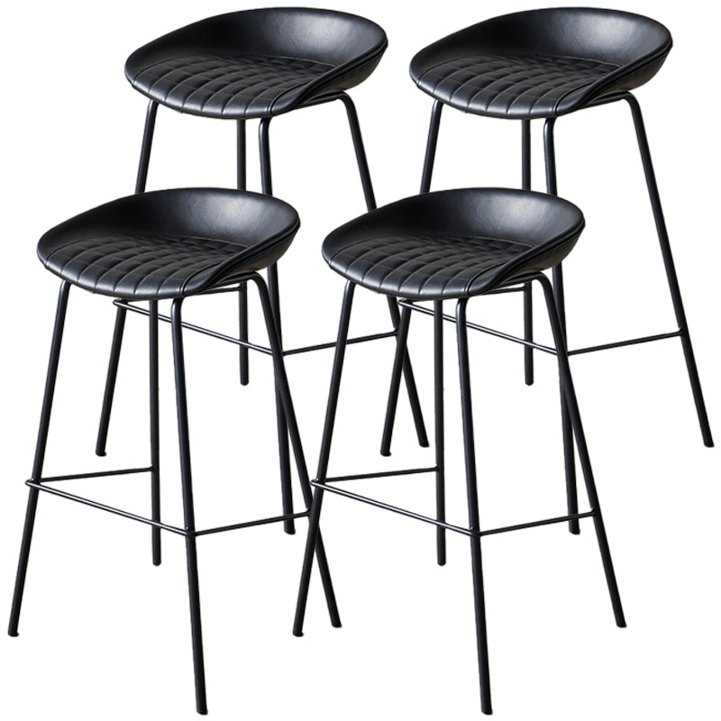 Industrial Indoor Barstool Iron Distressed Quilted Tall Stool with Leather Seat Black 4 Piece Set Clearhalo 'Bar Furniture' 'Bar Stools' 'bar_stools' 'furn' 'furn_bar_stools' 'furniture_bar_stools' 'Kitchen & Dining Furniture' 'kitchen&dining_furn' 'kitchen' 'kitchen_furn' Furniture' 4392018