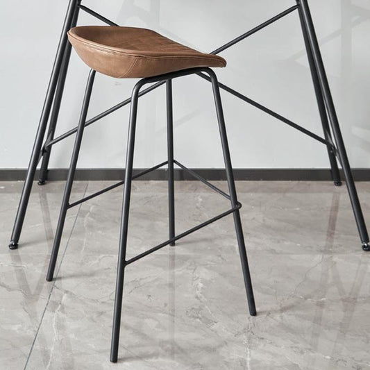 Industrial Indoor Barstool Iron Distressed Quilted Tall Stool with Leather Seat Clearhalo 'Bar Furniture' 'Bar Stools' 'bar_stools' 'furn' 'furn_bar_stools' 'furniture_bar_stools' 'Kitchen & Dining Furniture' 'kitchen&dining_furn' 'kitchen' 'kitchen_furn' Furniture' 4392021