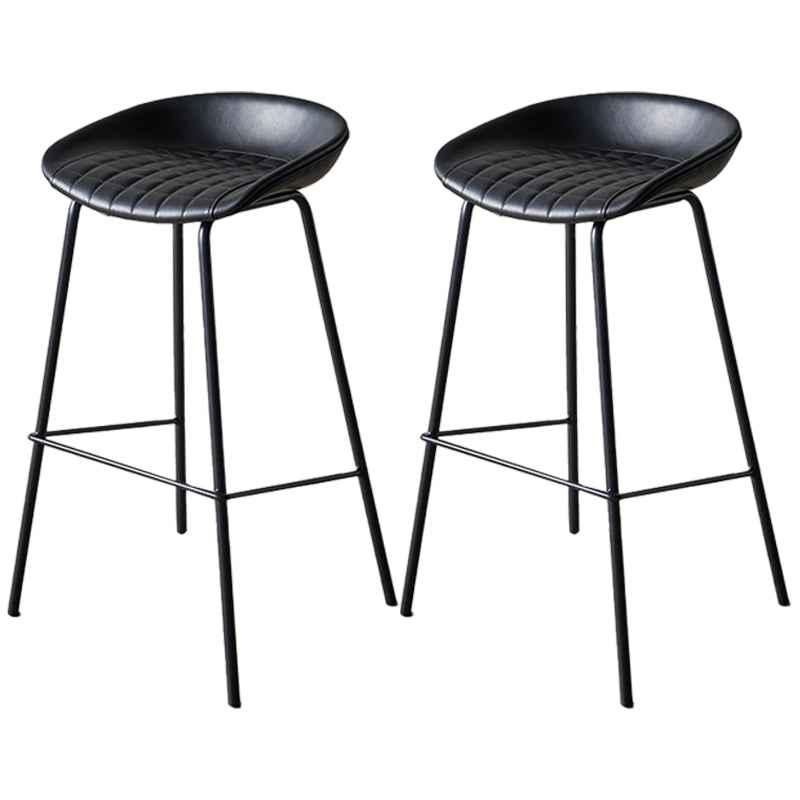Industrial Indoor Barstool Iron Distressed Quilted Tall Stool with Leather Seat Black 2 Piece Set Clearhalo 'Bar Furniture' 'Bar Stools' 'bar_stools' 'furn' 'furn_bar_stools' 'furniture_bar_stools' 'Kitchen & Dining Furniture' 'kitchen&dining_furn' 'kitchen' 'kitchen_furn' Furniture' 4392022