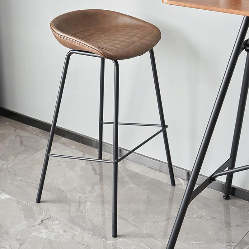 Industrial Indoor Barstool Iron Distressed Quilted Tall Stool with Leather Seat Clearhalo 'Bar Furniture' 'Bar Stools' 'bar_stools' 'furn' 'furn_bar_stools' 'furniture_bar_stools' 'Kitchen & Dining Furniture' 'kitchen&dining_furn' 'kitchen' 'kitchen_furn' Furniture' 4392024