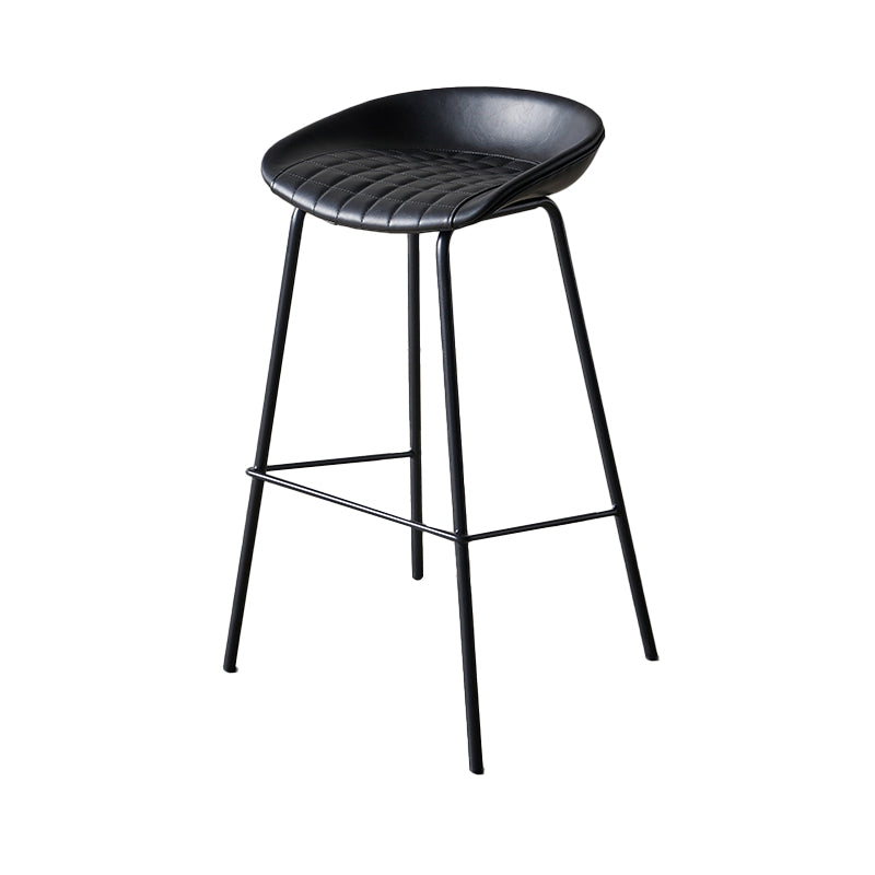 Industrial Indoor Barstool Iron Distressed Quilted Tall Stool with Leather Seat Clearhalo 'Bar Furniture' 'Bar Stools' 'bar_stools' 'furn' 'furn_bar_stools' 'furniture_bar_stools' 'Kitchen & Dining Furniture' 'kitchen&dining_furn' 'kitchen' 'kitchen_furn' Furniture' 4392026