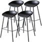 Industrial Indoor Barstool Iron Distressed Quilted Tall Stool with Leather Seat Textured Black 4 Piece Set Clearhalo 'Bar Furniture' 'Bar Stools' 'bar_stools' 'furn' 'furn_bar_stools' 'furniture_bar_stools' 'Kitchen & Dining Furniture' 'kitchen&dining_furn' 'kitchen' 'kitchen_furn' Furniture' 4392029