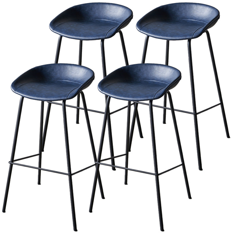 Industrial Indoor Barstool Iron Distressed Quilted Tall Stool with Leather Seat Blue 4 Piece Set Clearhalo 'Bar Furniture' 'Bar Stools' 'bar_stools' 'furn' 'furn_bar_stools' 'furniture_bar_stools' 'Kitchen & Dining Furniture' 'kitchen&dining_furn' 'kitchen' 'kitchen_furn' Furniture' 4392032