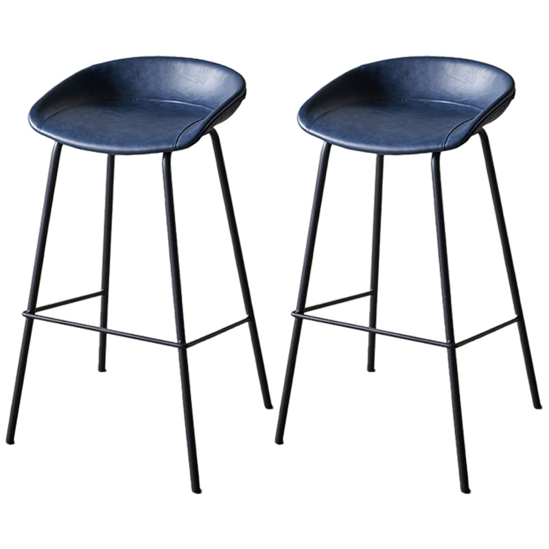 Industrial Indoor Barstool Iron Distressed Quilted Tall Stool with Leather Seat Blue 2 Piece Set Clearhalo 'Bar Furniture' 'Bar Stools' 'bar_stools' 'furn' 'furn_bar_stools' 'furniture_bar_stools' 'Kitchen & Dining Furniture' 'kitchen&dining_furn' 'kitchen' 'kitchen_furn' Furniture' 4392034