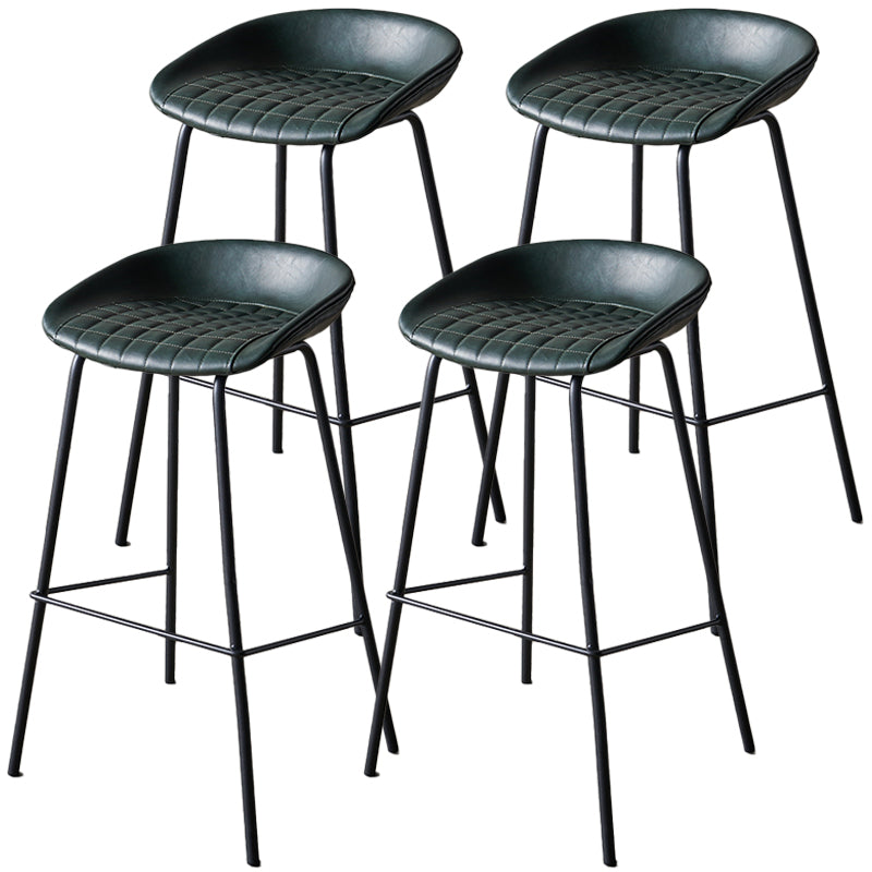 Industrial Indoor Barstool Iron Distressed Quilted Tall Stool with Leather Seat Dark Green 4 Piece Set Clearhalo 'Bar Furniture' 'Bar Stools' 'bar_stools' 'furn' 'furn_bar_stools' 'furniture_bar_stools' 'Kitchen & Dining Furniture' 'kitchen&dining_furn' 'kitchen' 'kitchen_furn' Furniture' 4392035
