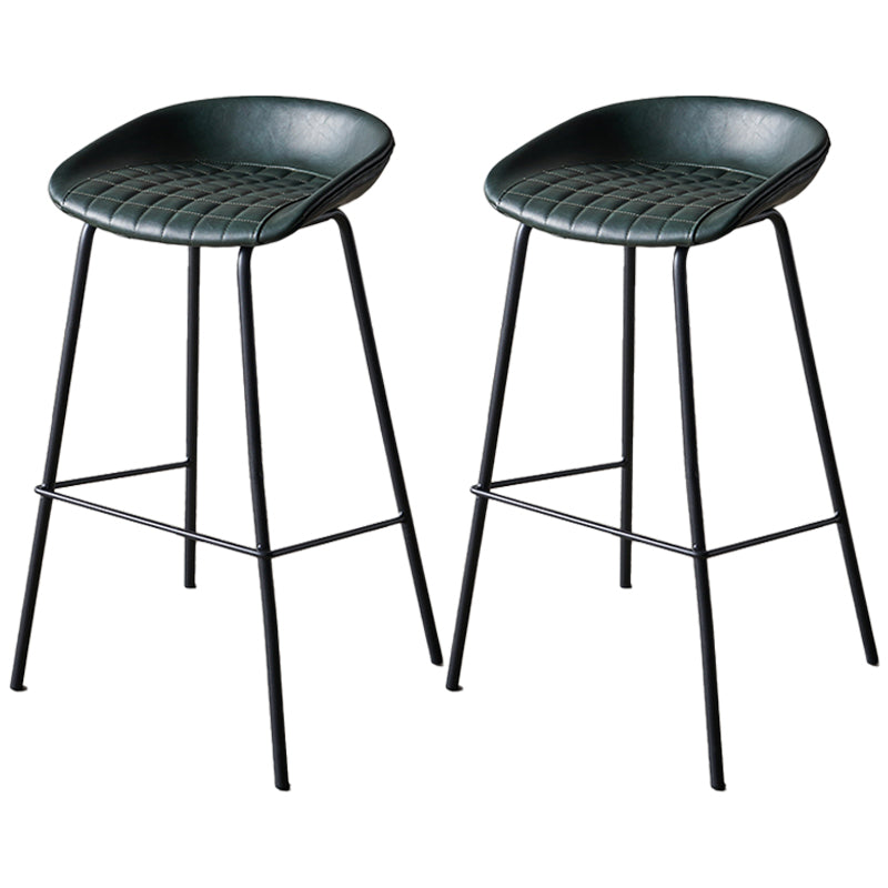 Industrial Indoor Barstool Iron Distressed Quilted Tall Stool with Leather Seat Dark Green 2 Piece Set Clearhalo 'Bar Furniture' 'Bar Stools' 'bar_stools' 'furn' 'furn_bar_stools' 'furniture_bar_stools' 'Kitchen & Dining Furniture' 'kitchen&dining_furn' 'kitchen' 'kitchen_furn' Furniture' 4392037