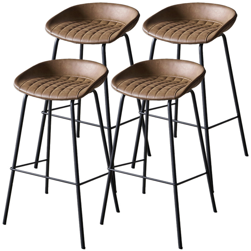 Industrial Indoor Barstool Iron Distressed Quilted Tall Stool with Leather Seat Coffee 4 Piece Set Clearhalo 'Bar Furniture' 'Bar Stools' 'bar_stools' 'furn' 'furn_bar_stools' 'furniture_bar_stools' 'Kitchen & Dining Furniture' 'kitchen&dining_furn' 'kitchen' 'kitchen_furn' Furniture' 4392041