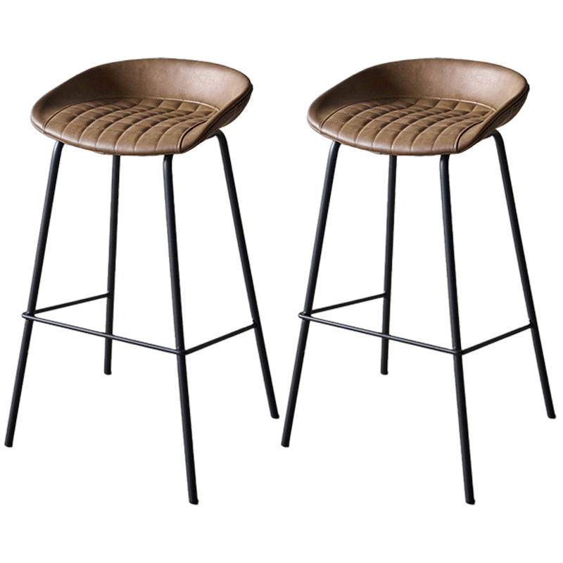 Industrial Indoor Barstool Iron Distressed Quilted Tall Stool with Leather Seat Coffee 2 Piece Set Clearhalo 'Bar Furniture' 'Bar Stools' 'bar_stools' 'furn' 'furn_bar_stools' 'furniture_bar_stools' 'Kitchen & Dining Furniture' 'kitchen&dining_furn' 'kitchen' 'kitchen_furn' Furniture' 4392043