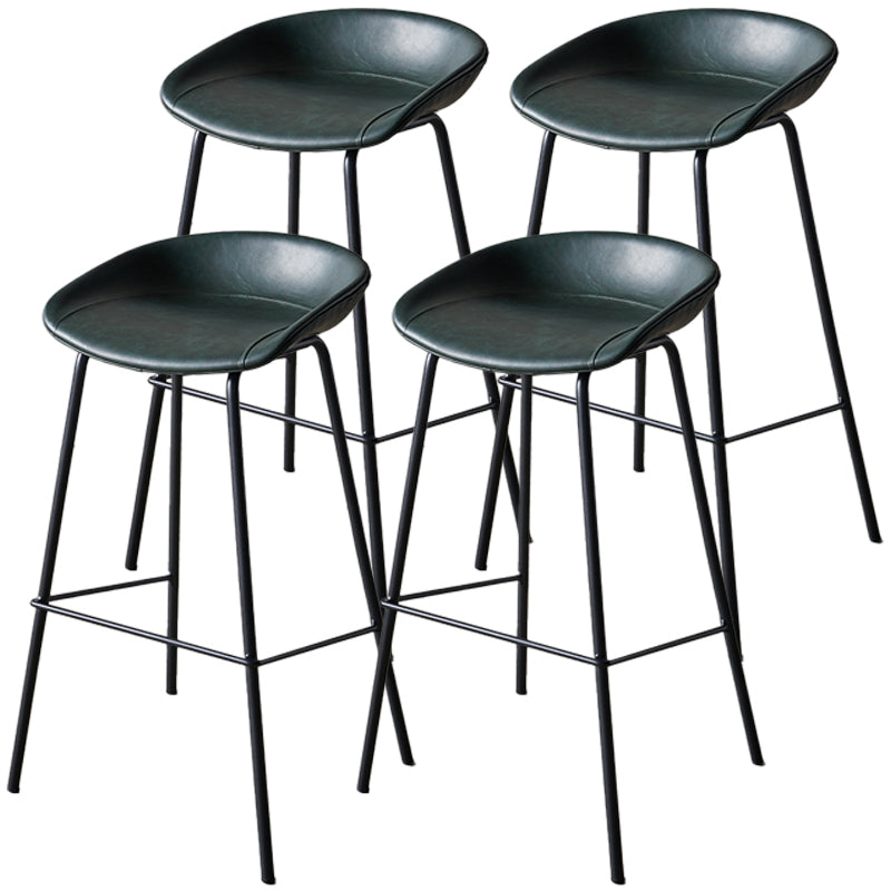 Industrial Indoor Barstool Iron Distressed Quilted Tall Stool with Leather Seat Blackish Green 4 Piece Set Clearhalo 'Bar Furniture' 'Bar Stools' 'bar_stools' 'furn' 'furn_bar_stools' 'furniture_bar_stools' 'Kitchen & Dining Furniture' 'kitchen&dining_furn' 'kitchen' 'kitchen_furn' Furniture' 4392044