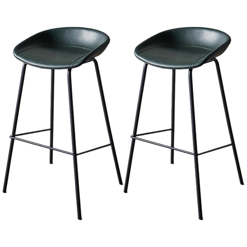 Industrial Indoor Barstool Iron Distressed Quilted Tall Stool with Leather Seat Blackish Green 2 Piece Set Clearhalo 'Bar Furniture' 'Bar Stools' 'bar_stools' 'furn' 'furn_bar_stools' 'furniture_bar_stools' 'Kitchen & Dining Furniture' 'kitchen&dining_furn' 'kitchen' 'kitchen_furn' Furniture' 4392046