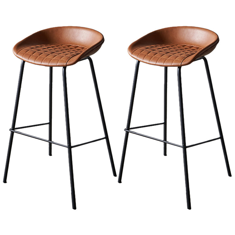 Industrial Indoor Barstool Iron Distressed Quilted Tall Stool with Leather Seat Brown 2 Piece Set Clearhalo 'Bar Furniture' 'Bar Stools' 'bar_stools' 'furn' 'furn_bar_stools' 'furniture_bar_stools' 'Kitchen & Dining Furniture' 'kitchen&dining_furn' 'kitchen' 'kitchen_furn' Furniture' 4392049