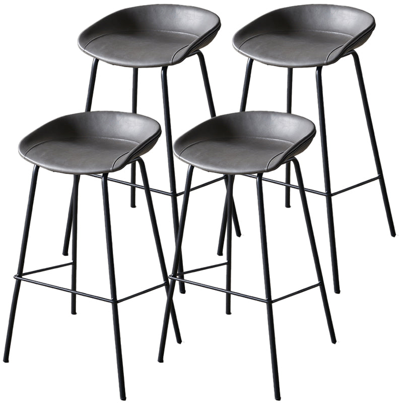Industrial Indoor Barstool Iron Distressed Quilted Tall Stool with Leather Seat Dark Gray 4 Piece Set Clearhalo 'Bar Furniture' 'Bar Stools' 'bar_stools' 'furn' 'furn_bar_stools' 'furniture_bar_stools' 'Kitchen & Dining Furniture' 'kitchen&dining_furn' 'kitchen' 'kitchen_furn' Furniture' 4392050