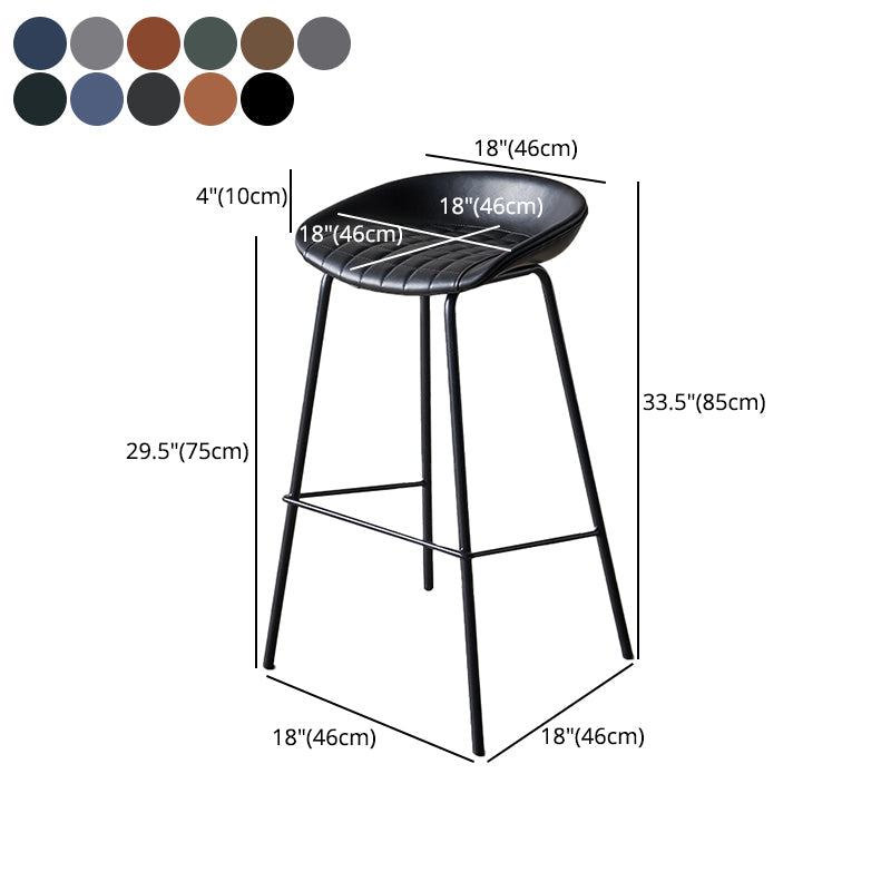 Industrial Indoor Barstool Iron Distressed Quilted Tall Stool with Leather Seat Clearhalo 'Bar Furniture' 'Bar Stools' 'bar_stools' 'furn' 'furn_bar_stools' 'furniture_bar_stools' 'Kitchen & Dining Furniture' 'kitchen&dining_furn' 'kitchen' 'kitchen_furn' Furniture' 4392056