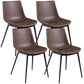 Distressed Leather Low Back Barstool Industrial Indoor Tall Stool with Bucket Seat Dark Khaki 4 Piece Set Short Stool(18"H) Clearhalo 'Bar Furniture' 'Bar Stools' 'bar_stools' 'furn' 'furn_bar_stools' 'furniture_bar_stools' 'Kitchen & Dining Furniture' 'kitchen&dining_furn' 'kitchen' 'kitchen_furn' Furniture' 4392101