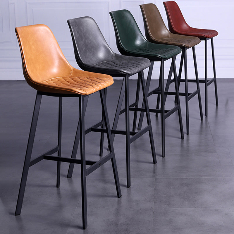 Distressed Leather Low Back Barstool Industrial Indoor Tall Stool with Bucket Seat Clearhalo 'Bar Furniture' 'Bar Stools' 'bar_stools' 'furn' 'furn_bar_stools' 'furniture_bar_stools' 'Kitchen & Dining Furniture' 'kitchen&dining_furn' 'kitchen' 'kitchen_furn' Furniture' 4392105