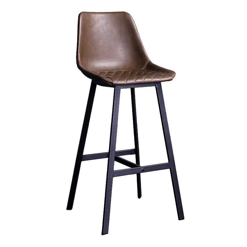 Distressed Leather Low Back Barstool Industrial Indoor Tall Stool with Bucket Seat Clearhalo 'Bar Furniture' 'Bar Stools' 'bar_stools' 'furn' 'furn_bar_stools' 'furniture_bar_stools' 'Kitchen & Dining Furniture' 'kitchen&dining_furn' 'kitchen' 'kitchen_furn' Furniture' 4392108