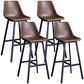 Distressed Leather Low Back Barstool Industrial Indoor Tall Stool with Bucket Seat Dark Khaki 4 Piece Set Bar Stool(30"H) Clearhalo 'Bar Furniture' 'Bar Stools' 'bar_stools' 'furn' 'furn_bar_stools' 'furniture_bar_stools' 'Kitchen & Dining Furniture' 'kitchen&dining_furn' 'kitchen' 'kitchen_furn' Furniture' 4392113