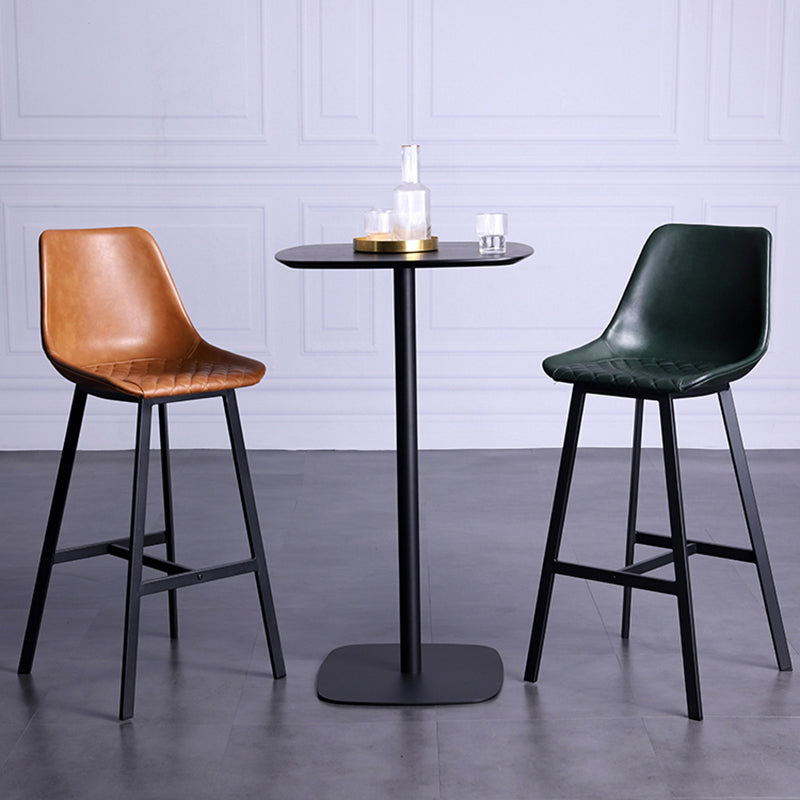 Distressed Leather Low Back Barstool Industrial Indoor Tall Stool with Bucket Seat Clearhalo 'Bar Furniture' 'Bar Stools' 'bar_stools' 'furn' 'furn_bar_stools' 'furniture_bar_stools' 'Kitchen & Dining Furniture' 'kitchen&dining_furn' 'kitchen' 'kitchen_furn' Furniture' 4392118
