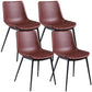 Distressed Leather Low Back Barstool Industrial Indoor Tall Stool with Bucket Seat Burgundy 4 Piece Set Short Stool(18"H) Clearhalo 'Bar Furniture' 'Bar Stools' 'bar_stools' 'furn' 'furn_bar_stools' 'furniture_bar_stools' 'Kitchen & Dining Furniture' 'kitchen&dining_furn' 'kitchen' 'kitchen_furn' Furniture' 4392119