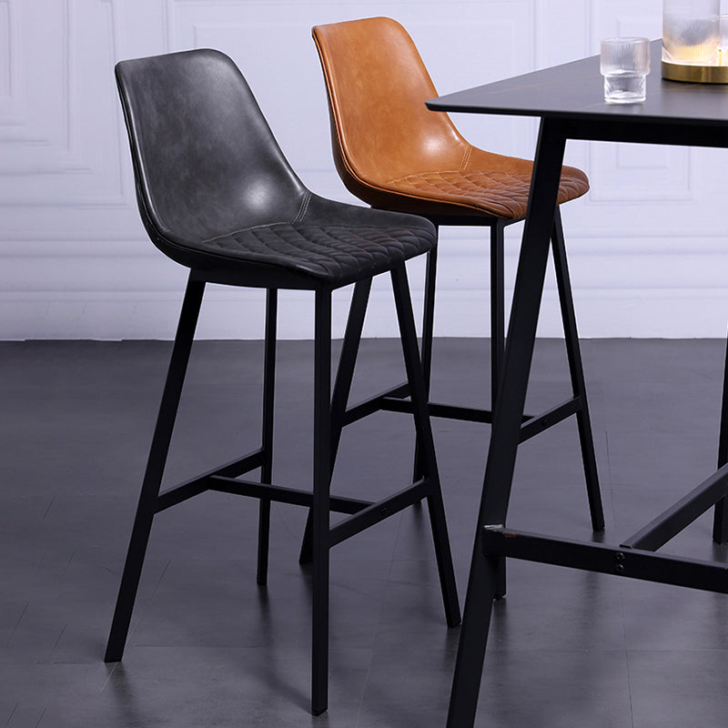 Distressed Leather Low Back Barstool Industrial Indoor Tall Stool with Bucket Seat Clearhalo 'Bar Furniture' 'Bar Stools' 'bar_stools' 'furn' 'furn_bar_stools' 'furniture_bar_stools' 'Kitchen & Dining Furniture' 'kitchen&dining_furn' 'kitchen' 'kitchen_furn' Furniture' 4392120