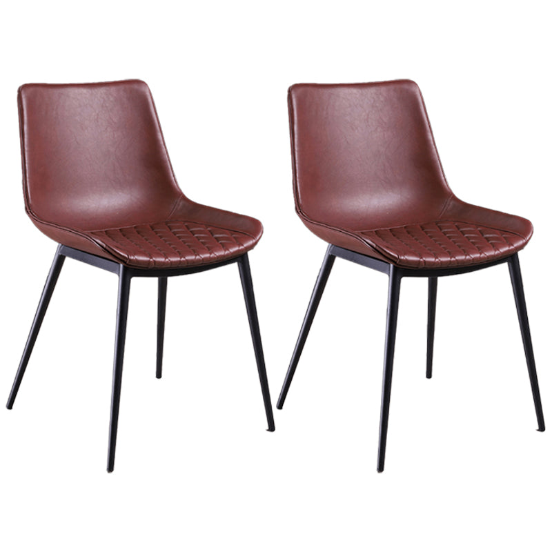 Distressed Leather Low Back Barstool Industrial Indoor Tall Stool with Bucket Seat Burgundy 2 Piece Set Short Stool(18"H) Clearhalo 'Bar Furniture' 'Bar Stools' 'bar_stools' 'furn' 'furn_bar_stools' 'furniture_bar_stools' 'Kitchen & Dining Furniture' 'kitchen&dining_furn' 'kitchen' 'kitchen_furn' Furniture' 4392122