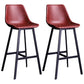 Distressed Leather Low Back Barstool Industrial Indoor Tall Stool with Bucket Seat Burgundy 2 Piece Set Bar Stool(30"H) Clearhalo 'Bar Furniture' 'Bar Stools' 'bar_stools' 'furn' 'furn_bar_stools' 'furniture_bar_stools' 'Kitchen & Dining Furniture' 'kitchen&dining_furn' 'kitchen' 'kitchen_furn' Furniture' 4392128