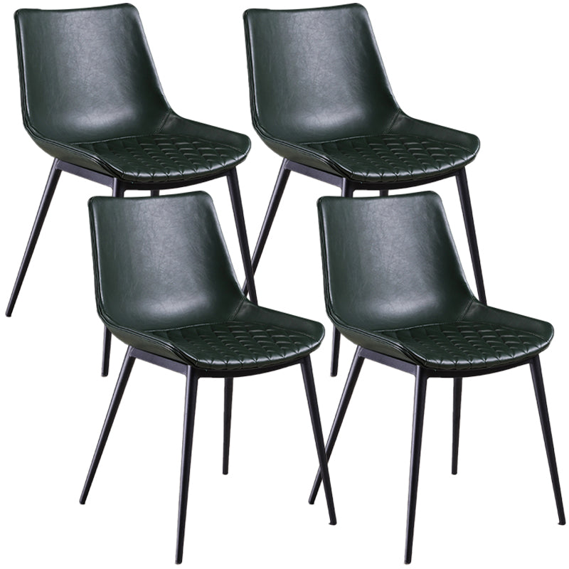 Distressed Leather Low Back Barstool Industrial Indoor Tall Stool with Bucket Seat Blackish Green 4 Piece Set Short Stool(18"H) Clearhalo 'Bar Furniture' 'Bar Stools' 'bar_stools' 'furn' 'furn_bar_stools' 'furniture_bar_stools' 'Kitchen & Dining Furniture' 'kitchen&dining_furn' 'kitchen' 'kitchen_furn' Furniture' 4392129