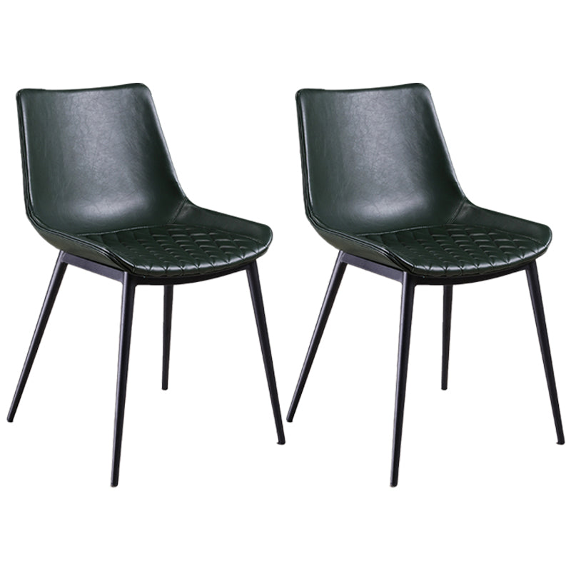 Distressed Leather Low Back Barstool Industrial Indoor Tall Stool with Bucket Seat Blackish Green 2 Piece Set Short Stool(18"H) Clearhalo 'Bar Furniture' 'Bar Stools' 'bar_stools' 'furn' 'furn_bar_stools' 'furniture_bar_stools' 'Kitchen & Dining Furniture' 'kitchen&dining_furn' 'kitchen' 'kitchen_furn' Furniture' 4392131