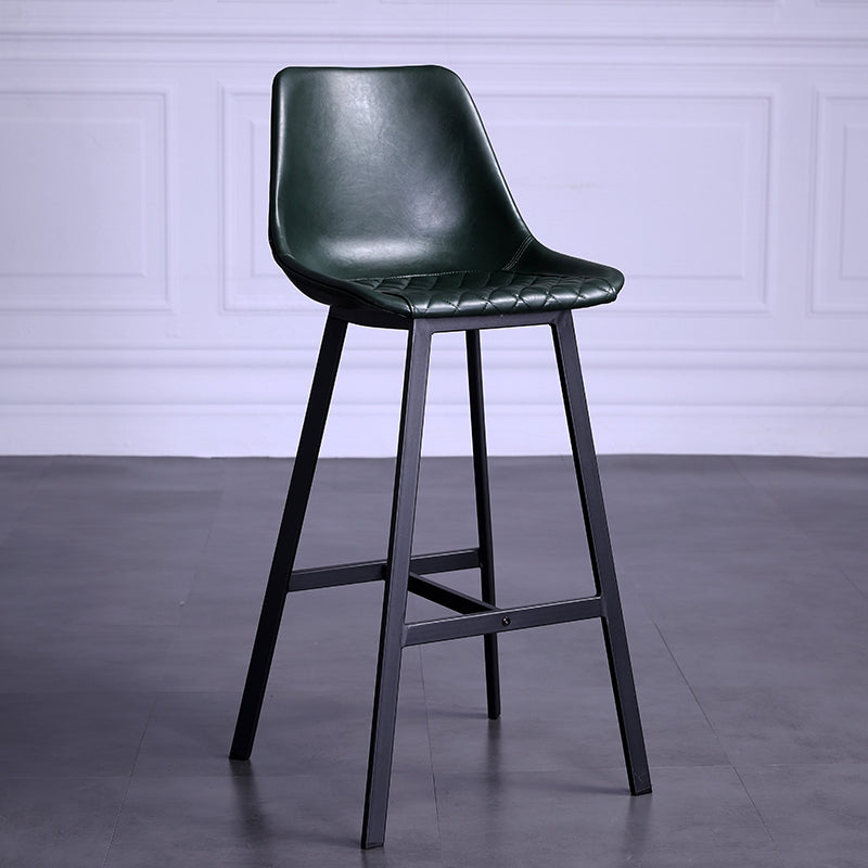 Distressed Leather Low Back Barstool Industrial Indoor Tall Stool with Bucket Seat Blackish Green 1 Piece Counter Stool(26"H) Clearhalo 'Bar Furniture' 'Bar Stools' 'bar_stools' 'furn' 'furn_bar_stools' 'furniture_bar_stools' 'Kitchen & Dining Furniture' 'kitchen&dining_furn' 'kitchen' 'kitchen_furn' Furniture' 4392133