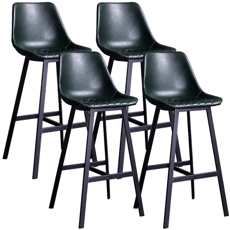 Distressed Leather Low Back Barstool Industrial Indoor Tall Stool with Bucket Seat Blackish Green 4 Piece Set Bar Stool(30"H) Clearhalo 'Bar Furniture' 'Bar Stools' 'bar_stools' 'furn' 'furn_bar_stools' 'furniture_bar_stools' 'Kitchen & Dining Furniture' 'kitchen&dining_furn' 'kitchen' 'kitchen_furn' Furniture' 4392135