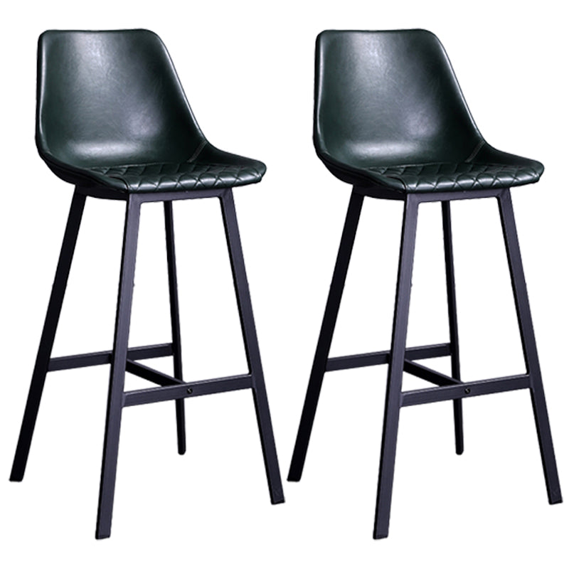Distressed Leather Low Back Barstool Industrial Indoor Tall Stool with Bucket Seat Blackish Green 2 Piece Set Bar Stool(30"H) Clearhalo 'Bar Furniture' 'Bar Stools' 'bar_stools' 'furn' 'furn_bar_stools' 'furniture_bar_stools' 'Kitchen & Dining Furniture' 'kitchen&dining_furn' 'kitchen' 'kitchen_furn' Furniture' 4392137