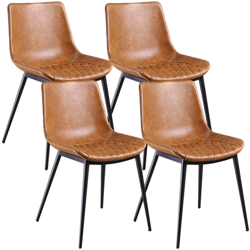 Distressed Leather Low Back Barstool Industrial Indoor Tall Stool with Bucket Seat Brown 4 Piece Set Short Stool(18"H) Clearhalo 'Bar Furniture' 'Bar Stools' 'bar_stools' 'furn' 'furn_bar_stools' 'furniture_bar_stools' 'Kitchen & Dining Furniture' 'kitchen&dining_furn' 'kitchen' 'kitchen_furn' Furniture' 4392138