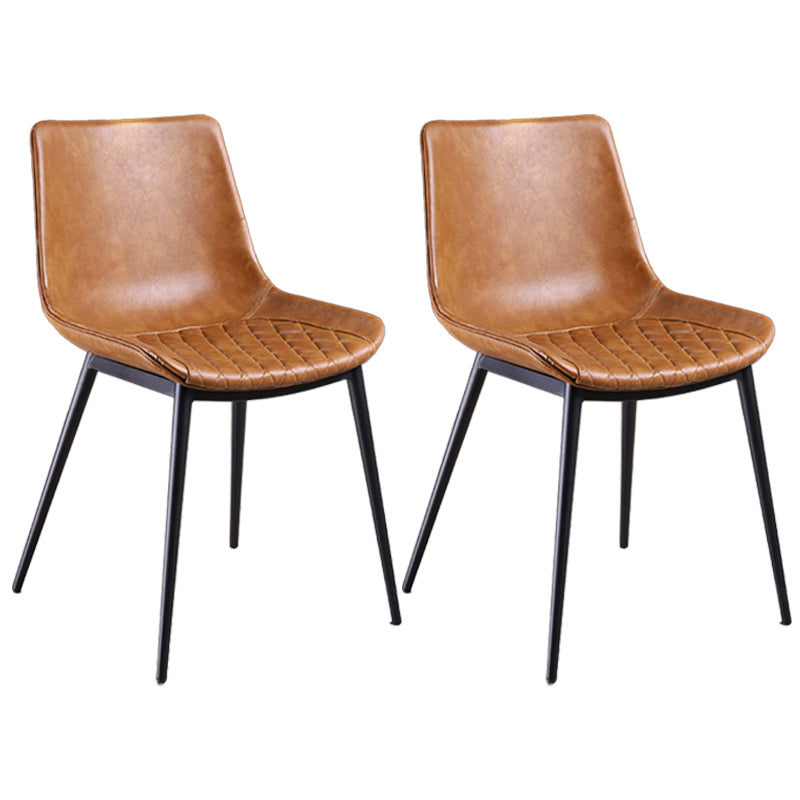 Distressed Leather Low Back Barstool Industrial Indoor Tall Stool with Bucket Seat Brown 2 Piece Set Short Stool(18"H) Clearhalo 'Bar Furniture' 'Bar Stools' 'bar_stools' 'furn' 'furn_bar_stools' 'furniture_bar_stools' 'Kitchen & Dining Furniture' 'kitchen&dining_furn' 'kitchen' 'kitchen_furn' Furniture' 4392140