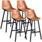 Distressed Leather Low Back Barstool Industrial Indoor Tall Stool with Bucket Seat Brown 4 Piece Set Bar Stool(30"H) Clearhalo 'Bar Furniture' 'Bar Stools' 'bar_stools' 'furn' 'furn_bar_stools' 'furniture_bar_stools' 'Kitchen & Dining Furniture' 'kitchen&dining_furn' 'kitchen' 'kitchen_furn' Furniture' 4392144