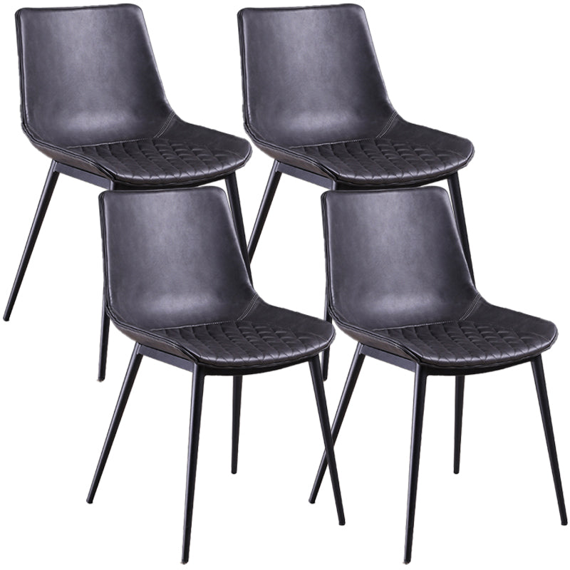 Distressed Leather Low Back Barstool Industrial Indoor Tall Stool with Bucket Seat Dark Gray-Black 4 Piece Set Short Stool(18"H) Clearhalo 'Bar Furniture' 'Bar Stools' 'bar_stools' 'furn' 'furn_bar_stools' 'furniture_bar_stools' 'Kitchen & Dining Furniture' 'kitchen&dining_furn' 'kitchen' 'kitchen_furn' Furniture' 4392147