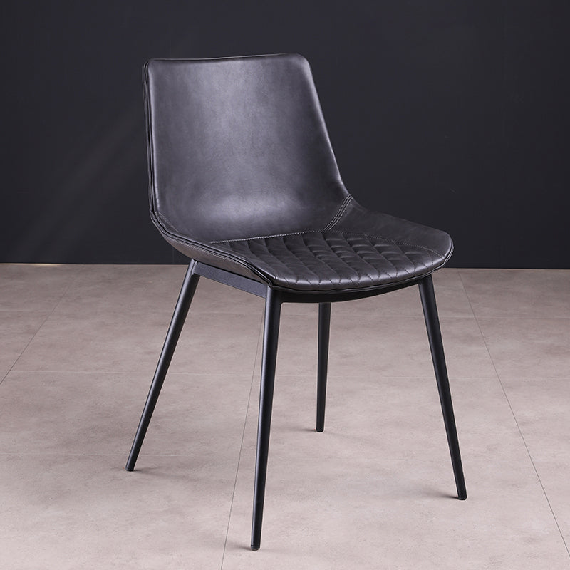 Distressed Leather Low Back Barstool Industrial Indoor Tall Stool with Bucket Seat Dark Gray-Black 1 Piece Short Stool(18"H) Clearhalo 'Bar Furniture' 'Bar Stools' 'bar_stools' 'furn' 'furn_bar_stools' 'furniture_bar_stools' 'Kitchen & Dining Furniture' 'kitchen&dining_furn' 'kitchen' 'kitchen_furn' Furniture' 4392148