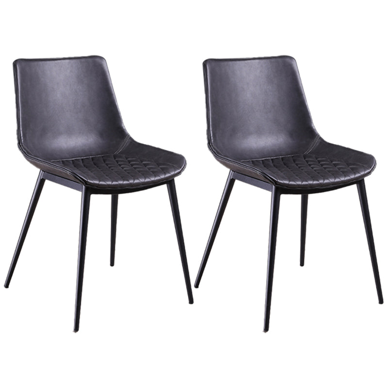 Distressed Leather Low Back Barstool Industrial Indoor Tall Stool with Bucket Seat Dark Gray-Black 2 Piece Set Short Stool(18"H) Clearhalo 'Bar Furniture' 'Bar Stools' 'bar_stools' 'furn' 'furn_bar_stools' 'furniture_bar_stools' 'Kitchen & Dining Furniture' 'kitchen&dining_furn' 'kitchen' 'kitchen_furn' Furniture' 4392149