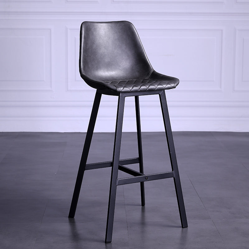 Distressed Leather Low Back Barstool Industrial Indoor Tall Stool with Bucket Seat Dark Gray-Black 1 Piece Counter Stool(26"H) Clearhalo 'Bar Furniture' 'Bar Stools' 'bar_stools' 'furn' 'furn_bar_stools' 'furniture_bar_stools' 'Kitchen & Dining Furniture' 'kitchen&dining_furn' 'kitchen' 'kitchen_furn' Furniture' 4392151