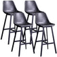 Distressed Leather Low Back Barstool Industrial Indoor Tall Stool with Bucket Seat Dark Gray-Black 4 Piece Set Bar Stool(30"H) Clearhalo 'Bar Furniture' 'Bar Stools' 'bar_stools' 'furn' 'furn_bar_stools' 'furniture_bar_stools' 'Kitchen & Dining Furniture' 'kitchen&dining_furn' 'kitchen' 'kitchen_furn' Furniture' 4392153