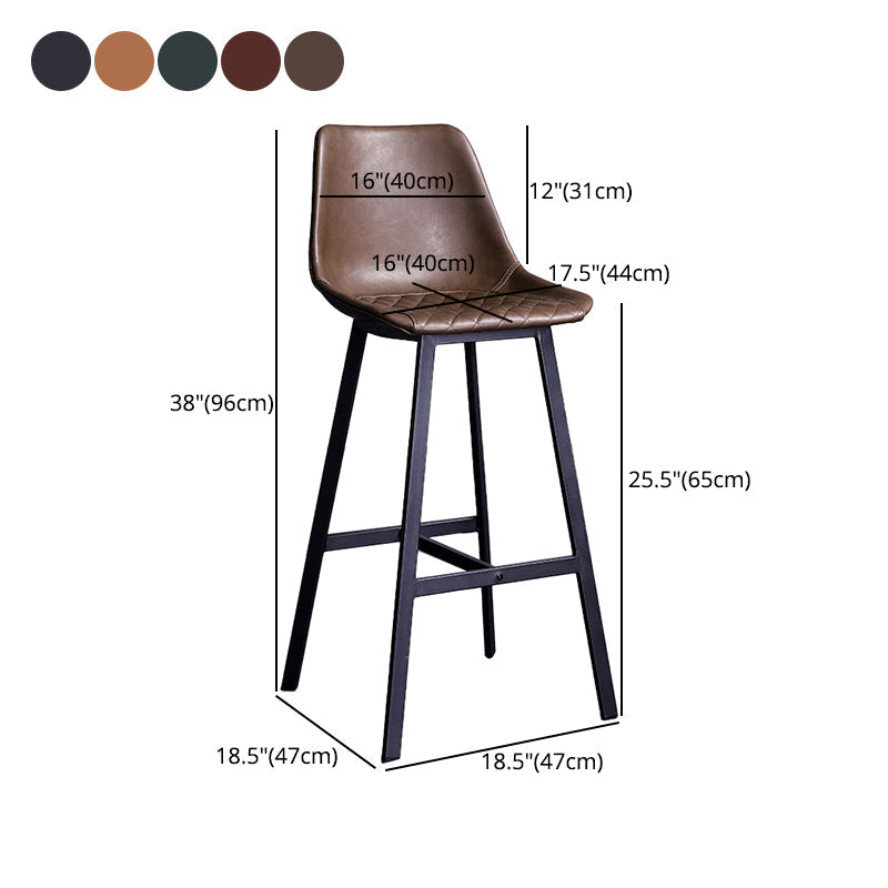 Distressed Leather Low Back Barstool Industrial Indoor Tall Stool with Bucket Seat Clearhalo 'Bar Furniture' 'Bar Stools' 'bar_stools' 'furn' 'furn_bar_stools' 'furniture_bar_stools' 'Kitchen & Dining Furniture' 'kitchen&dining_furn' 'kitchen' 'kitchen_furn' Furniture' 4392157