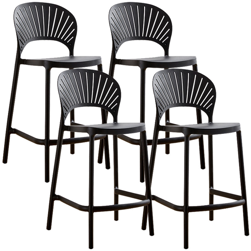 Nordic Plastic Simple Stackable Barstool Indoor Tall Stool with Saddle Seat Black 4 Piece Set Counter Stool (24"H) Clearhalo 'Bar Furniture' 'Bar Stools' 'bar_stools' 'furn' 'furn_bar_stools' 'furniture_bar_stools' 'Kitchen & Dining Furniture' 'kitchen&dining_furn' 'kitchen' 'kitchen_furn' Furniture' 4392160