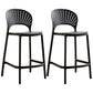 Nordic Plastic Simple Stackable Barstool Indoor Tall Stool with Saddle Seat Black 2 Piece Set Counter Stool (24"H) Clearhalo 'Bar Furniture' 'Bar Stools' 'bar_stools' 'furn' 'furn_bar_stools' 'furniture_bar_stools' 'Kitchen & Dining Furniture' 'kitchen&dining_furn' 'kitchen' 'kitchen_furn' Furniture' 4392163