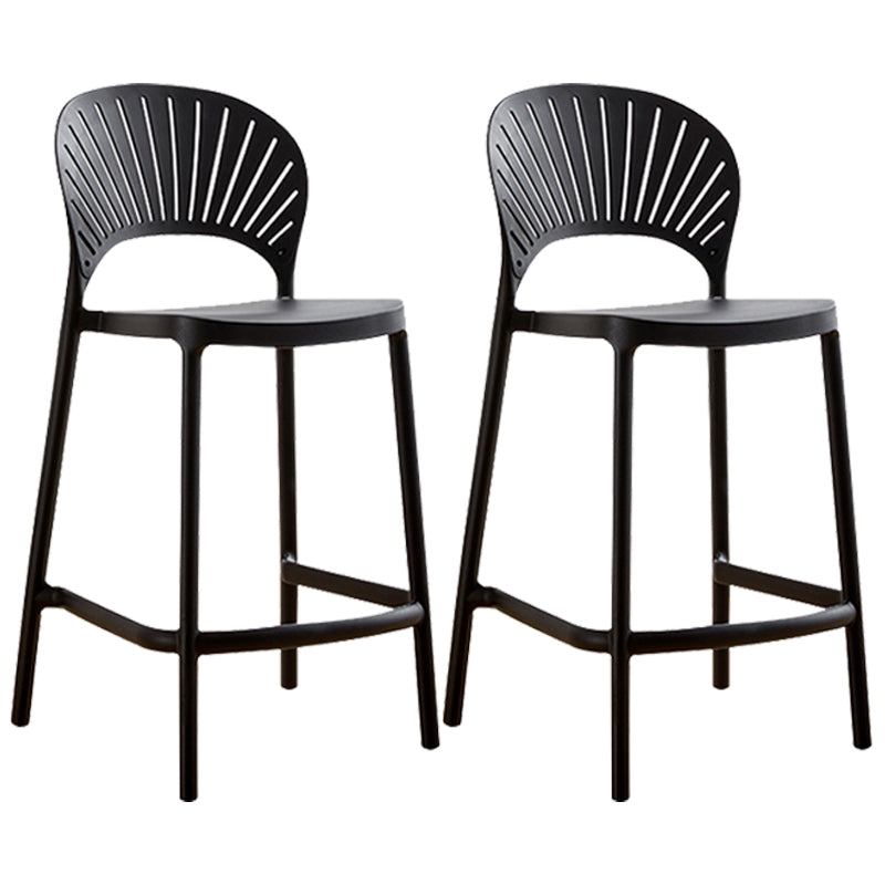 Nordic Plastic Simple Stackable Barstool Indoor Tall Stool with Saddle Seat Black 2 Piece Set Counter Stool (24"H) Clearhalo 'Bar Furniture' 'Bar Stools' 'bar_stools' 'furn' 'furn_bar_stools' 'furniture_bar_stools' 'Kitchen & Dining Furniture' 'kitchen&dining_furn' 'kitchen' 'kitchen_furn' Furniture' 4392163