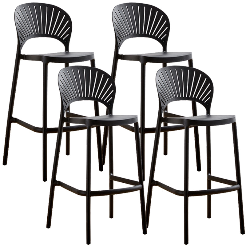 Nordic Plastic Simple Stackable Barstool Indoor Tall Stool with Saddle Seat Black 4 Piece Set Counter Stool(26"H) Clearhalo 'Bar Furniture' 'Bar Stools' 'bar_stools' 'furn' 'furn_bar_stools' 'furniture_bar_stools' 'Kitchen & Dining Furniture' 'kitchen&dining_furn' 'kitchen' 'kitchen_furn' Furniture' 4392165