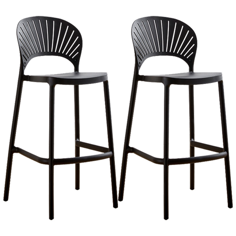 Nordic Plastic Simple Stackable Barstool Indoor Tall Stool with Saddle Seat Black 2 Piece Set Counter Stool(26"H) Clearhalo 'Bar Furniture' 'Bar Stools' 'bar_stools' 'furn' 'furn_bar_stools' 'furniture_bar_stools' 'Kitchen & Dining Furniture' 'kitchen&dining_furn' 'kitchen' 'kitchen_furn' Furniture' 4392169