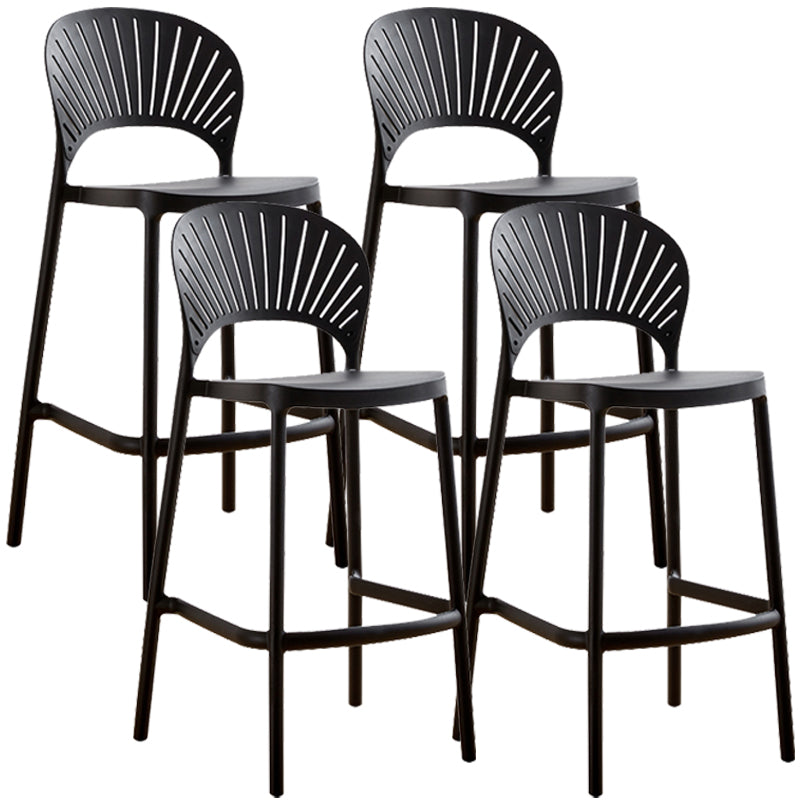 Nordic Plastic Simple Stackable Barstool Indoor Tall Stool with Saddle Seat Black 4 Piece Set Bar Stool (28" H) Clearhalo 'Bar Furniture' 'Bar Stools' 'bar_stools' 'furn' 'furn_bar_stools' 'furniture_bar_stools' 'Kitchen & Dining Furniture' 'kitchen&dining_furn' 'kitchen' 'kitchen_furn' Furniture' 4392171