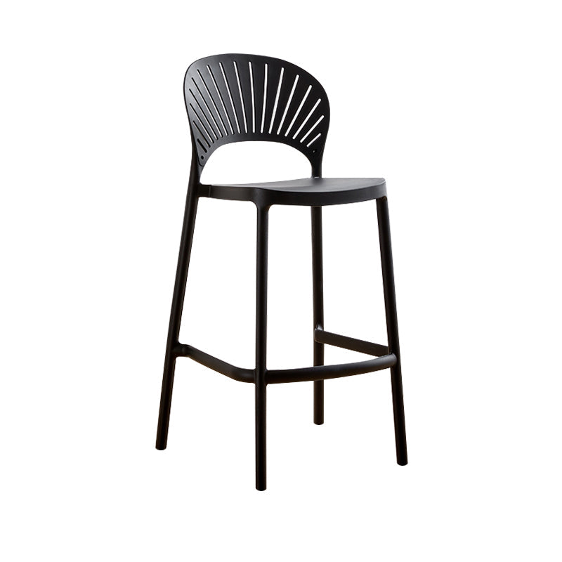 Nordic Plastic Simple Stackable Barstool Indoor Tall Stool with Saddle Seat Black 1 Piece Bar Stool (28" H) Clearhalo 'Bar Furniture' 'Bar Stools' 'bar_stools' 'furn' 'furn_bar_stools' 'furniture_bar_stools' 'Kitchen & Dining Furniture' 'kitchen&dining_furn' 'kitchen' 'kitchen_furn' Furniture' 4392174