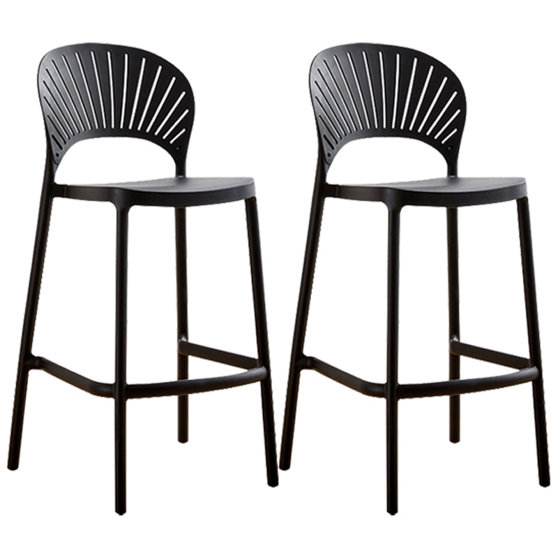 Nordic Plastic Simple Stackable Barstool Indoor Tall Stool with Saddle Seat Black 2 Piece Set Bar Stool (28" H) Clearhalo 'Bar Furniture' 'Bar Stools' 'bar_stools' 'furn' 'furn_bar_stools' 'furniture_bar_stools' 'Kitchen & Dining Furniture' 'kitchen&dining_furn' 'kitchen' 'kitchen_furn' Furniture' 4392176