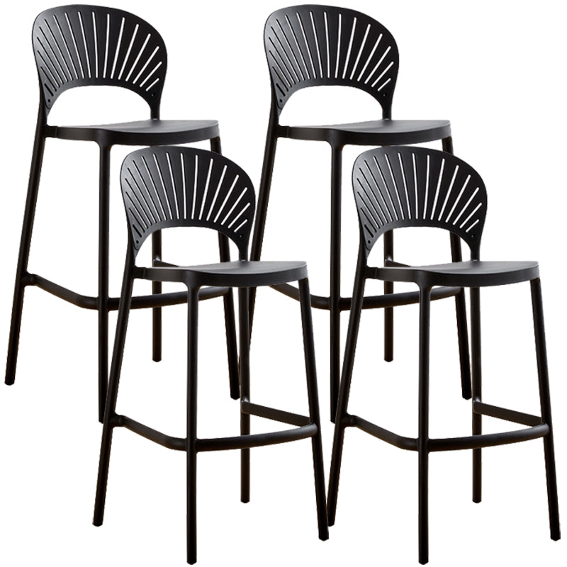 Nordic Plastic Simple Stackable Barstool Indoor Tall Stool with Saddle Seat Black 4 Piece Set Bar Stool(30"H) Clearhalo 'Bar Furniture' 'Bar Stools' 'bar_stools' 'furn' 'furn_bar_stools' 'furniture_bar_stools' 'Kitchen & Dining Furniture' 'kitchen&dining_furn' 'kitchen' 'kitchen_furn' Furniture' 4392177