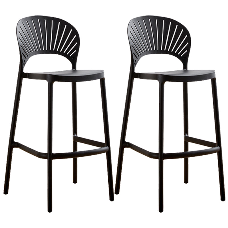 Nordic Plastic Simple Stackable Barstool Indoor Tall Stool with Saddle Seat Black 2 Piece Set Bar Stool(30"H) Clearhalo 'Bar Furniture' 'Bar Stools' 'bar_stools' 'furn' 'furn_bar_stools' 'furniture_bar_stools' 'Kitchen & Dining Furniture' 'kitchen&dining_furn' 'kitchen' 'kitchen_furn' Furniture' 4392182